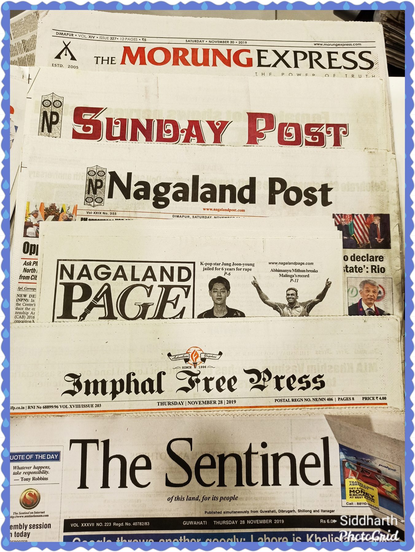 Newspaper mastheads from Nagaland, Manipur and Assam