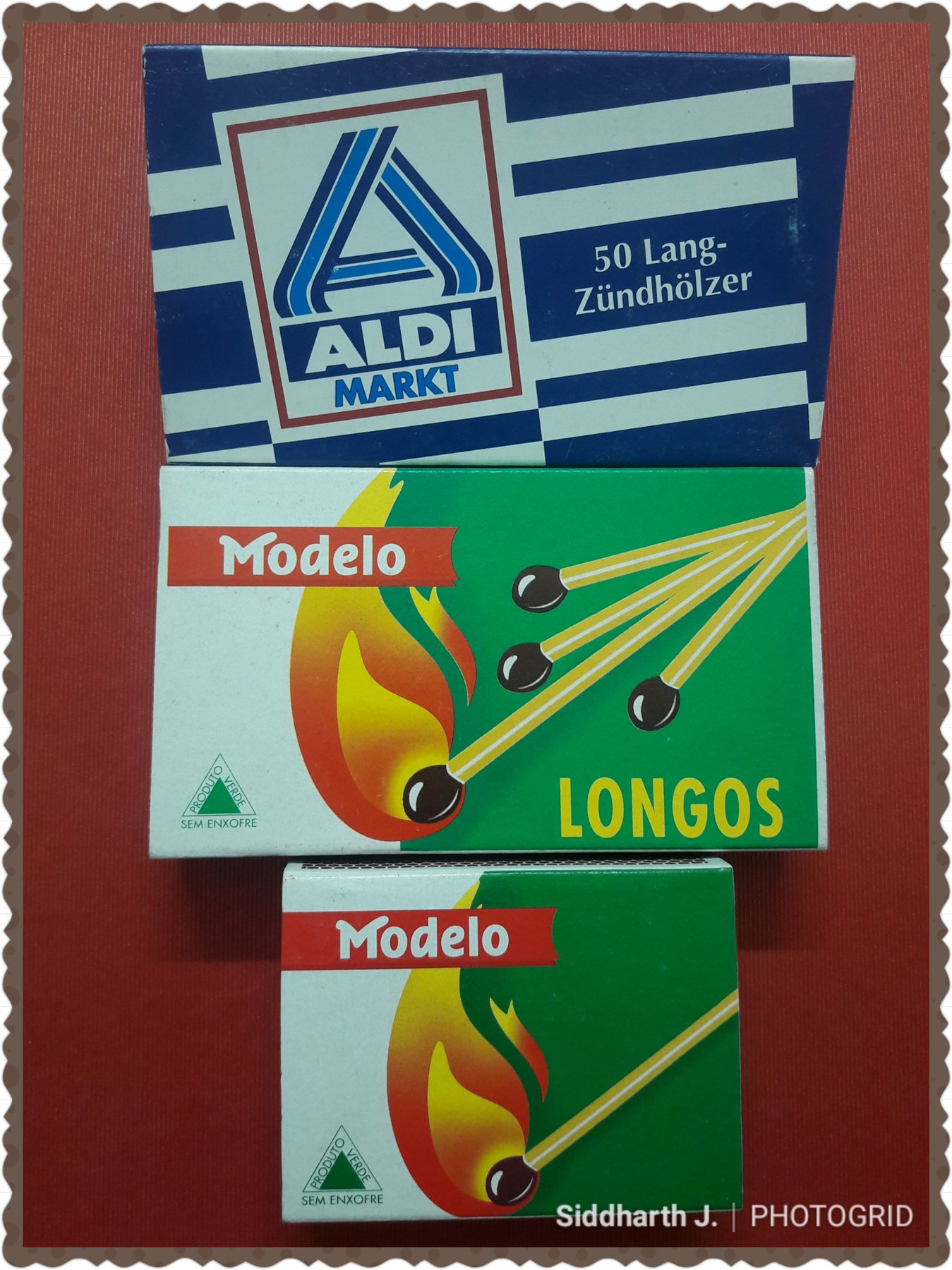 International long-match boxes from Aldi Markt and Modelo